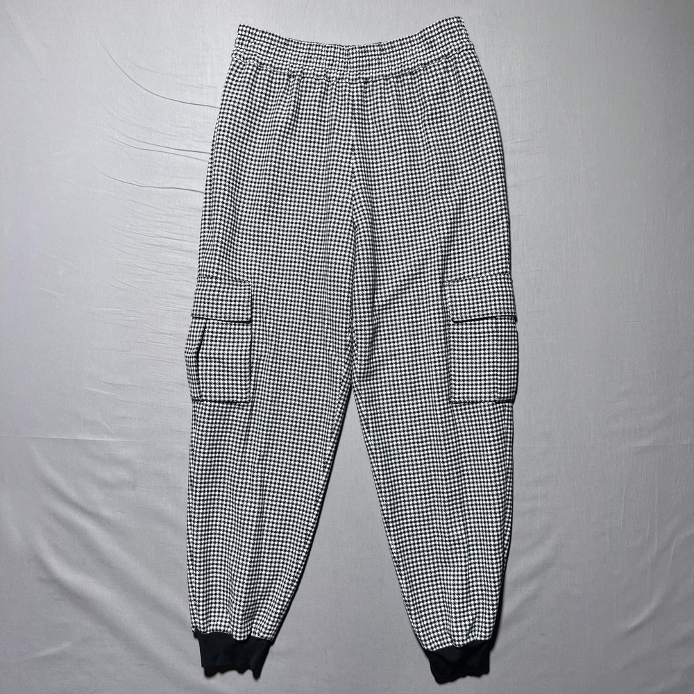Alice + Olivia Dede Smocked Houndstooth Print‎ Cargo Jogger Pants Size S